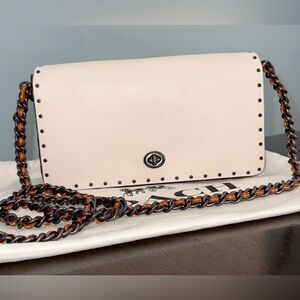 Coach Dinky Rivets Crossbody Bag in Chalk Calfskin